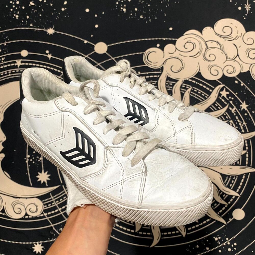 Cariuma Salvas 411301W21M Sneaker Shoes Unisex M10.5/W12 White Leather Low Top